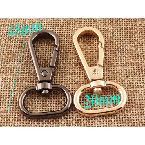 20 Pcs Gunmetal/Pale Gold Lobster Swivel Clasps,Hook Clasps Claws,Purse Strap,Handbag Snap-20mm*48 mm