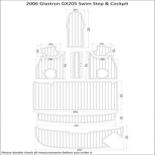 2006 Glastron GX205 Swim Step & Cockpit Pad Boat EVA Teak Decking 1/4" 6mm