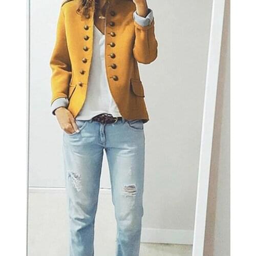 2020 Fashion Women Short Coat Long Sleeve Jackets Solid Suits Button Coat Slim Office Lady Jacket Tops Wholesale