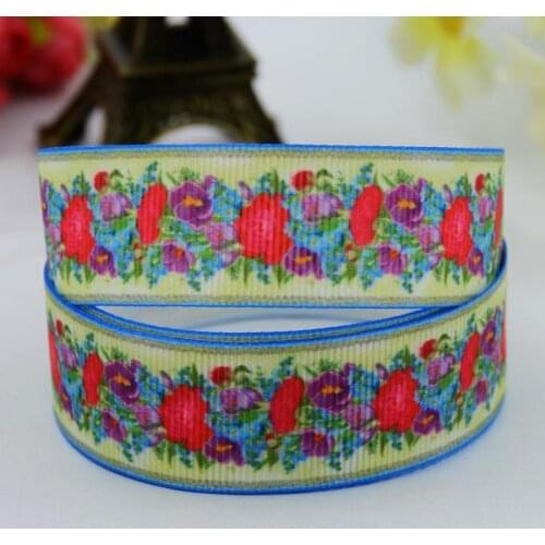 22mm 25mm 38mm 75mm Ruban satin Flowers Cartoon printed Grosgrain Ribbon Hair Accessories party decoration 10 Yards X-00298