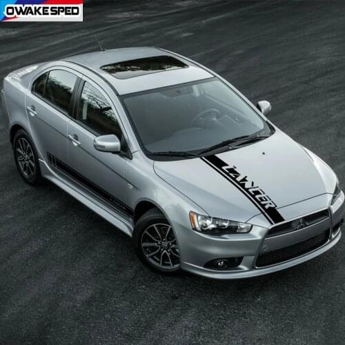 3pcs/Lot Car Body Decor Sticker For Mitsubishi Lancer Racing Sport Styling Auto Door Side Skirt Vinyl Decals Hood Bonnet Stripes