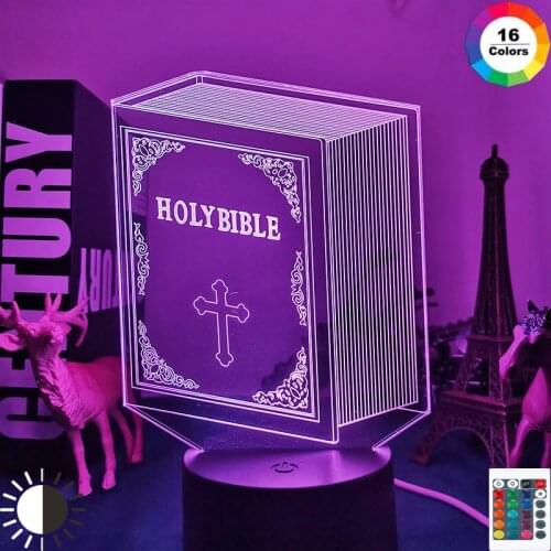 3d Optical Acrylic Night Light Lamp Book Holy Bible for Bedroom Decor Unique Christian Gift Dropshipping Usb Battery Table Lamp