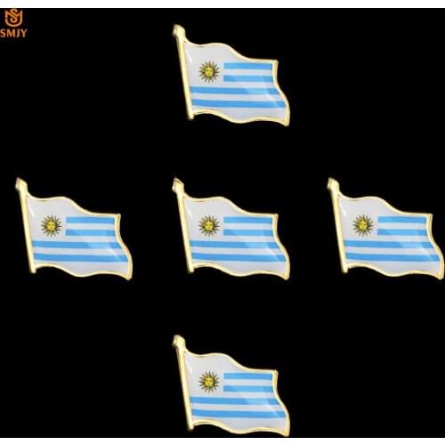 5Pcs, Republic Of Uruguay Fashion Match National Flag Brooch Tie/Suit Shirt Lapel Mens Pins Badge