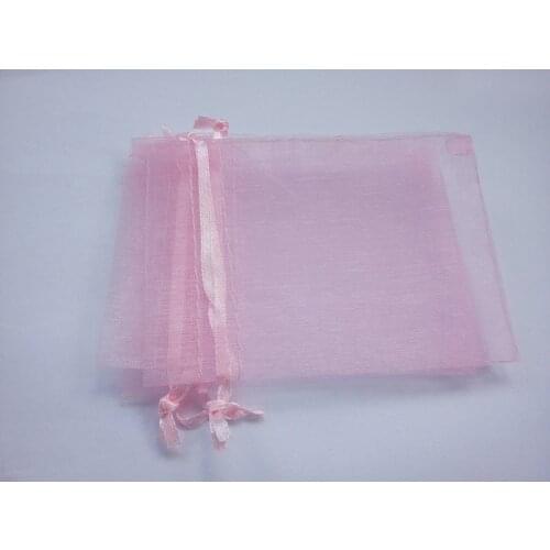 50pcs 7*9 Pink small gift bags for jewelry/wedding/christmas/birthday Organza Bags with handles Packaging Yarn bag