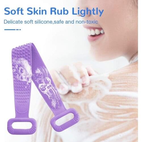 76CM Lengthened Silicone Double-Sided Rubbing Back Strip Decontamination Clean Back Cuticle Massage Bath Towel Bath Artifact