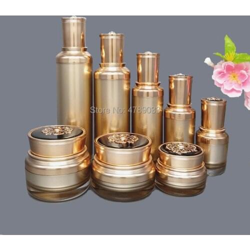 8pcs 15/30/50/100/120ml Emulsion liquid foundation essence press spray bottle 15/30/50g eye cream jar set packing bottling