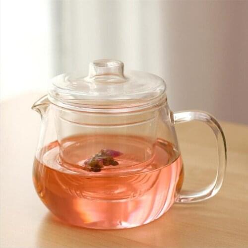 8sets/pack Volume=450ml Simple Style Glass Teapot with Handle Nordic Style Flower Teapot Coffee Pot Elegant Cup