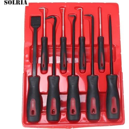 9PCS Precision Scraper Pick Hook Set ABS and Chrome Vanadium Steel Oil Seal Puller Gasket O-ring Hose Removal Tools