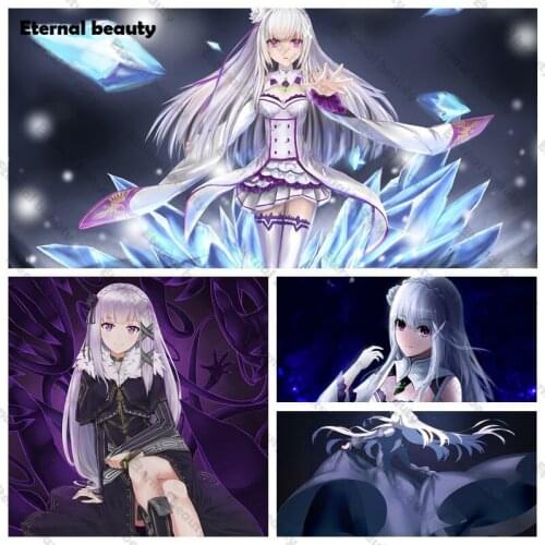 Long-Haired Girl Diamond Painting Home Decoration Cross Stitch Full Round Drill Japan Anime Embroidery Wall Art Decor Kids Gift