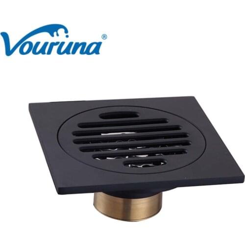 Black Square Style Floor Drainer Waste Bathroom Shower Drain 10CM*10CM