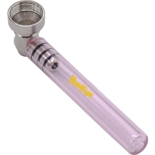 Honeypuff Somking Glass Pipe Glass With Clear Handle 93MM With Metal Bowl Water Pipes for Smoking Pipes Accessories