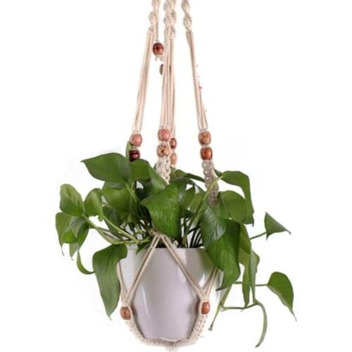Plants Flowers Pot Hanging Basket Net Holder Hand Woven Cotton Linen FlowerPot Home Decor