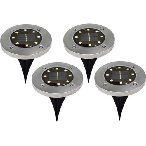 Dropshipping Solar Powered Disk Lights 8 LED Solar Pathway Lights Waterproof Garden Landscape Lighting for Yard Lawn Party Gifts