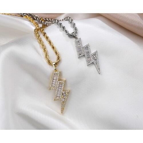 HECHENG,Lightning Necklace ,Zircon Long Chain Clacicle Necklace For Women Gold Plated Jewelry Wholesale