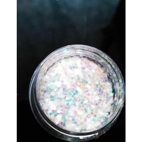 HJPOPO-58 10ml/box 1mm Iridescent Transparent AB White Color Glitter Flakes Confetti (AB White Pearl) Manicure DIY Nail Art Dec