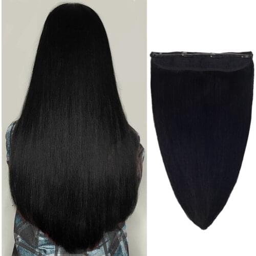 Highest grade halo ring hair hot selling double drawn 10A clip in wire fish hair extensions 100% remy human hair full end