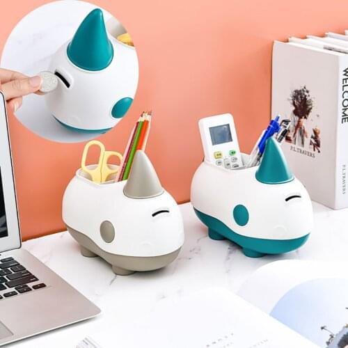 Cute Creative Cartoon Storage Container Rhino Savings Storage Box Desktop Multifunctional Storage Pen Holder