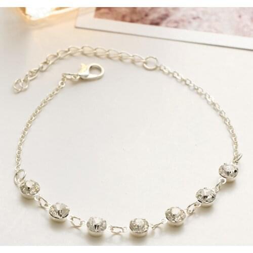 Fashion Gold Sliver Plated Anklet Charms Luxury Crystal Rhinestone Anklet Bracelet Elegant Jewelry Wedding Chic Gifts For Women