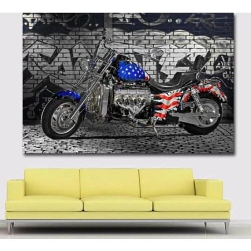 Custom Harley Motorcycle Poster Print On Canvas Painting Wall Art Picture For Living Noom Home Decoration Frameless