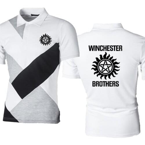 Mens POLO shirt Winchester Brothers Printing Summer Casual Splicing POLO shirt High Quality Cotton Mens short sleeve