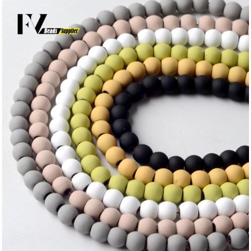 Natural Six Colors Rubber Hematite Stone Round Spacer Loose Beads For Jewelry Making Findings Diy Bracelet Charm 4 6 8 mm 15