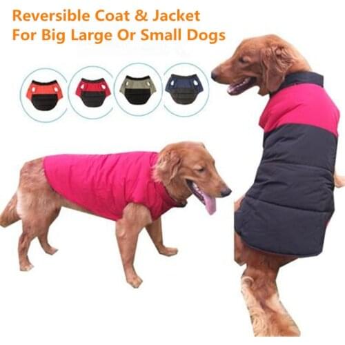 New Waterproof Big Large Dog Clothes Warm Winter Reversible Pet Coat Jacket Sports Clothing Costume Outfit For Puppy Small Dog
