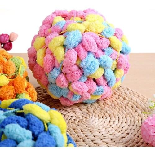 130g New Mixed Color Pompom Yarn DIY Hand-knitting Thread For Scarf Sofa Cushion Blanket Apparel Sewing Accessior Carpet Braid