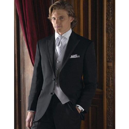 New Classic Men’s Suit Smolking Noivo Terno Slim Fit Easculino Evening Suits For Men Black Peaked Lapel Wedding Wear Groom Tuxed