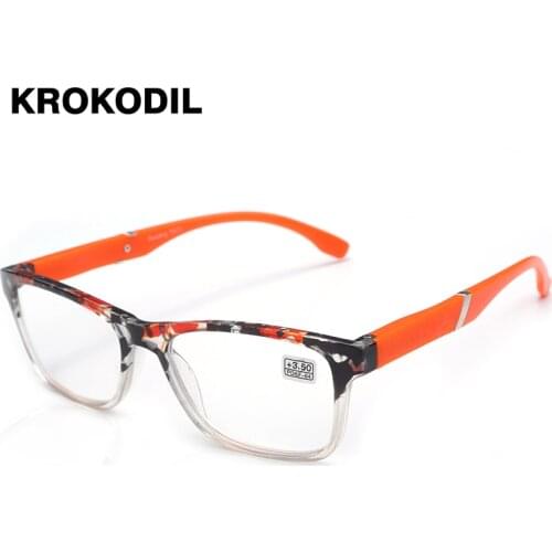 Krokodil Brand High-end Business Reading Glasses Men flash color PD62 Glasses Ochki 1.75+3.25 Degree Gafas De Lectura P003