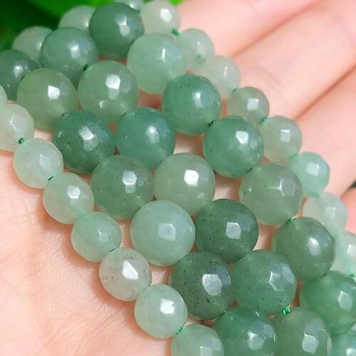 Faceted Natural Stone Green Aventurine Beads Round Loose Beads For Jewelry Making Diy Bracelet Necklace 4/6/8/10/12mm