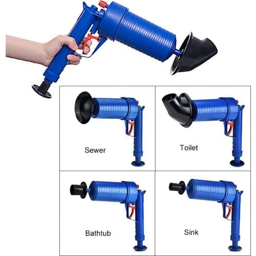 Air Power Drain Blaster Gun High-Pressure Powerful Manual Plunger Pipe Clog Dredger Remover Toilets Sink Bath Kitchen Cleaner