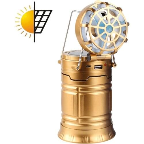 6 in 1 Portable Outdoor LED Solar Outdoor Camping Fishing Tent Lamp Portable Light Lantern Torch with Fan Dropshipping
