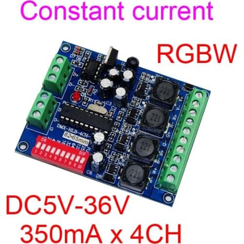 Constant current 4 channel 350MA DMX512 RGBW controller 4CH DMX512 decoder DC5-36V input each channel 350MA