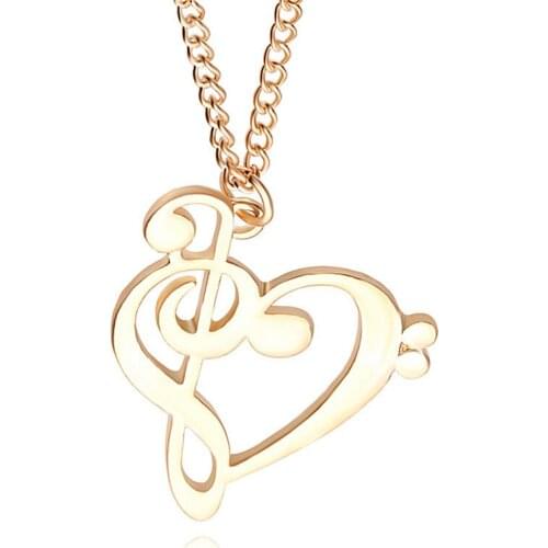 Simple Fashion Hollow Heart Shaped Musical Note Pendant Necklace Music Jewelry Special Gift