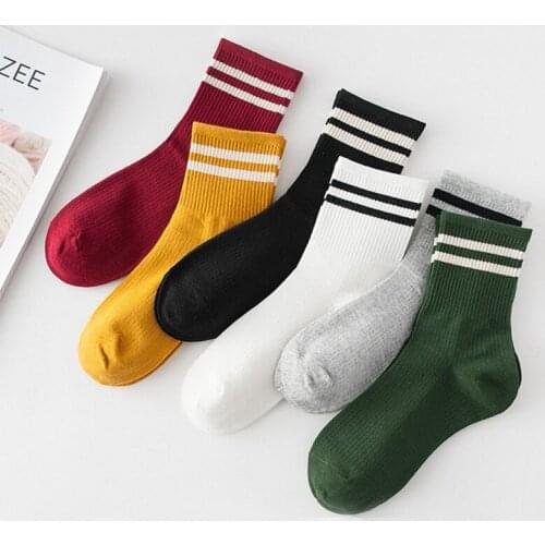Funny Cute Cotton Loose Striped Crew Socks Women Fashion Colorful Harajuku Designer Retro Long Socks New Year Christmas Gifts