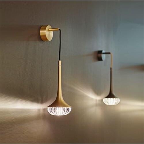 Post Modern Horn Crystal Bronze Wall Lamps Living Room Bedroom Study Glass Hanging Sconce Wall Lights Bedside Design Fixtures