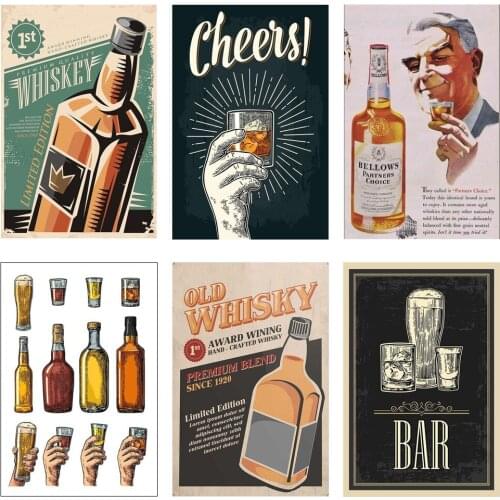 Whiskey Vintage Poster Metal Tin Sign Retro Metal Poster DIY Wall Stickers Home Bar Art Posters Decoration 20x30cm