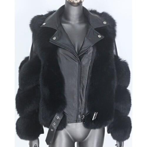 2021 New Real Fur Coat Vest Winter Jacket Women Natural Fox Fur Genuine Leather Outerwear Detachable Streetwear Locomotive
