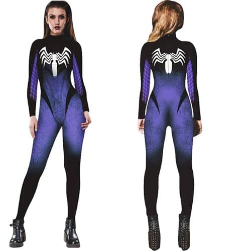 Female Spider Bodysuit Cosplay Costumes Women One-Piece Sexy Dress Party Halloween Jumpsuit Costume New Clothing 2021