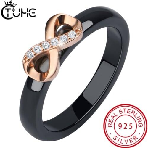 925 Sterling Rose Gold Infinity Ring Eternity Ring Charms Gift Endless Healthy Ceramic Rings Never Fade Fashion Rings For Women