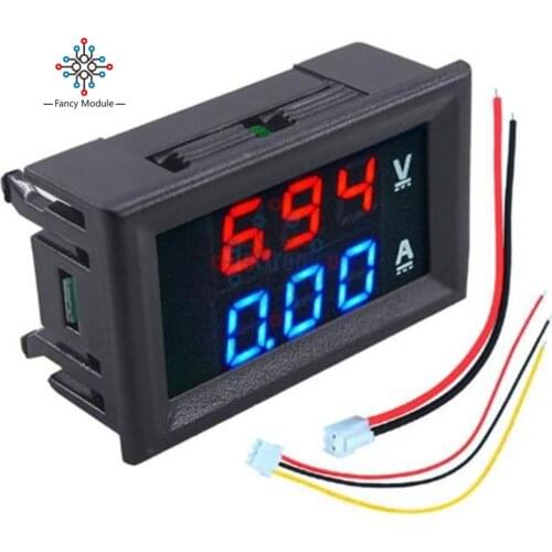 0.56" Mini Digital Voltmeter Ammeter DC 100V 10A Panel Amp Volt Voltage Current Meter Tester Blue and Red Dual LED Display Gauge