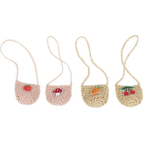 1 X Dollhouse Miniature Bag Fashion 1/6 Doll Accessories Lady Woven Bag Purse Accessories Dollhouse Kids Toy