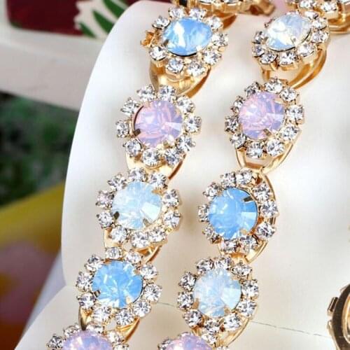 1Yard New Design Bridal Clear Crystal Rhinestone Trim Applique For Garment Bags Dresses Shoes Decoration