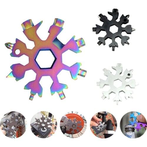 18 In 1 Snowflake Hex Wrench Multi Pocket Tool Spanner Multipurpose Camp Survive Outdoor Hike Key Ring Key Chain