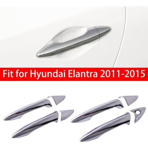 4pcs Outside Door Handle Bar Frame Cover Trim Kit Silver ABS Fit For Hyundai Elantra 2011 2012 2013 2014 2015