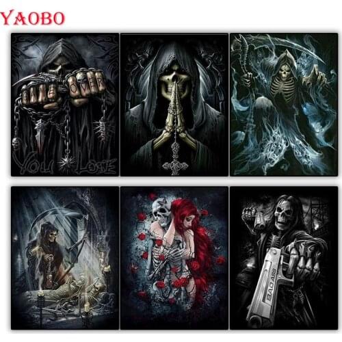 5D DIY Diamond embroidery Grim Reaper Death Skull Ghost Mosaic Kit Halloween Gift Diamond Painting Full Square Round Drill