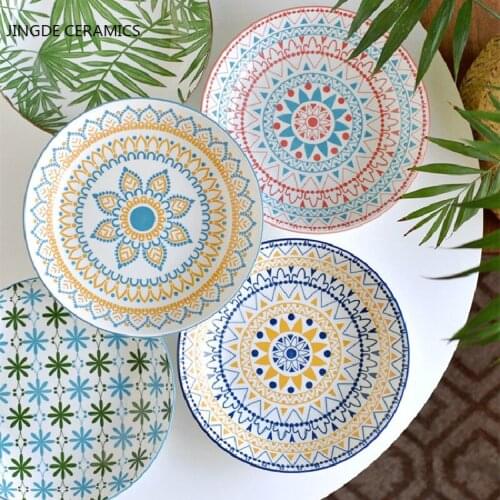 8 Inches Tableware Party Round Trays Ceramic Plate Fruit Salad Dessert Christmas Plates Porcelain Dinner Plates Dinnerware