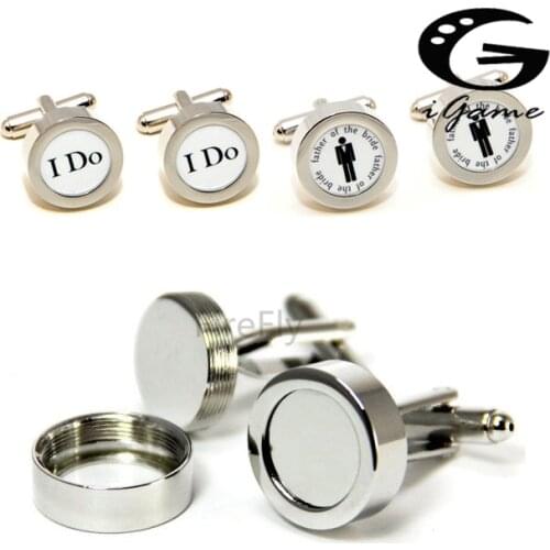 Free Shipping Mens Fashion Cufflinks DIY Photo Frame Design Silver Color Quality Copper Cuff Links Wholesale&retail