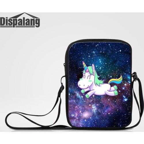 Dispalang Unicorn Universe Space Mini Messenger Bag For Women Fashion Flap For Traveling Toddler Small Satchel Shoulder Handbag