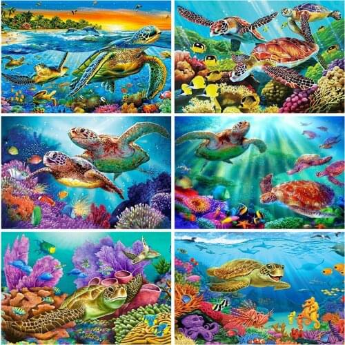 EverShine DIY Diamond Embroidery Animal Diamond Painting Full Drill Square Turtle Picture Mosaic Fish Rhinestones Wall Art